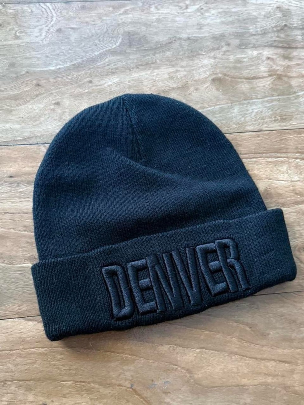 Black Denver Embroidered Cuff Beanie - m Hat